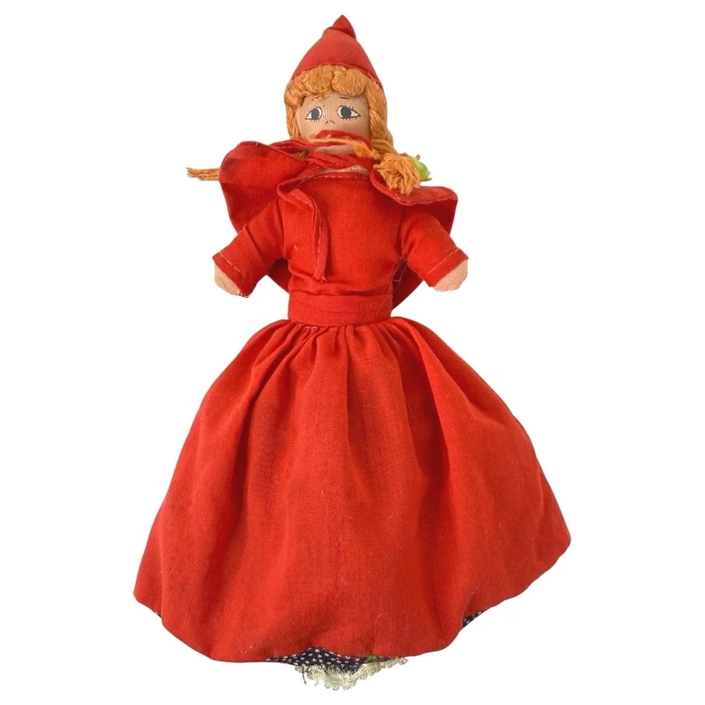 Vintage Little Red Riding Hood Topsy Turvy Doll Cloth Grandma And Wolf 9